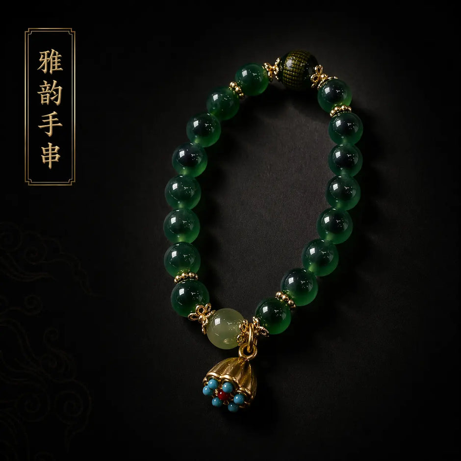 Sacred Heart Sutra & Five Elements Balancing Jade Protection Bracelet