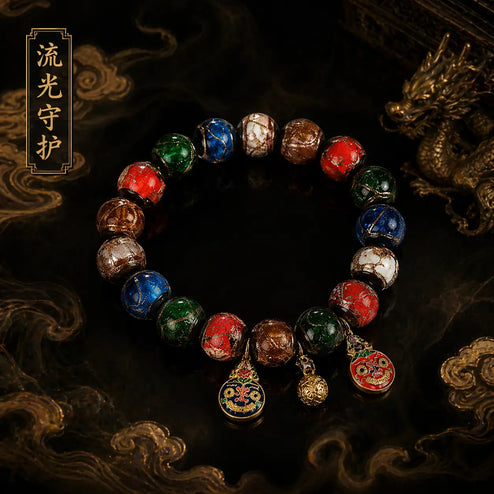 Sacred Guardian Wealth & Protection Bracelet – Multi-Colored Temple Ash Liuli